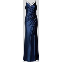 Luxuar Abendkleid mit seitlicher Raffung in Dunkelblau, Größe 38 von luxuar