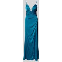 Luxuar Abendkleid mit seitlicher Raffung in Ocean, Größe 38 von luxuar