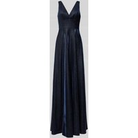Luxuar Abendkleid mit tiefem V-Ausschnitt in Dunkelblau, Größe 34 von luxuar