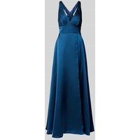 Luxuar Abendkleid mit tiefem V-Ausschnitt in Dunkelblau, Größe 34 von luxuar