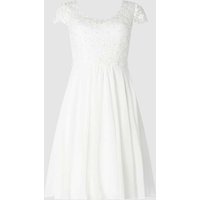 Luxuar Brautkleid aus Häkelspitze und Chiffon in Offwhite, Größe 38 von luxuar