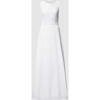 Luxuar Brautkleid aus Spitze und Chiffon in Offwhite, Größe 32 von luxuar