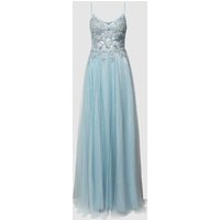 Luxuar Abendkleid mit Zierperlenbesatz in Hellblau, Größe 42 von luxuar