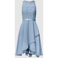 Luxuar Cocktailkleid mit Spitzenbesatz in Rauchblau, Größe 42 von luxuar