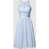 Luxuar Cocktailkleid mit Strasssteinbesatz in Hellblau, Größe 32 von luxuar