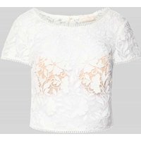 Luxuar Relaxed Fit T-Shirt im semitransparentem Design in Offwhite, Größe 40 von luxuar