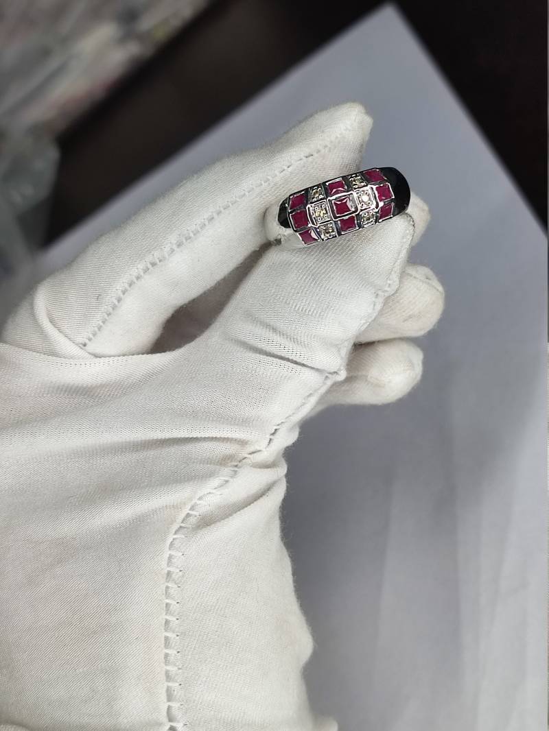 Rubin Ehering - 925 Sterling Silber Band - Natürlicher Edelstein Mit Cz Verlobungsring - Männer Feiner Ring in Allen Größe von luxuryGemsJewelry