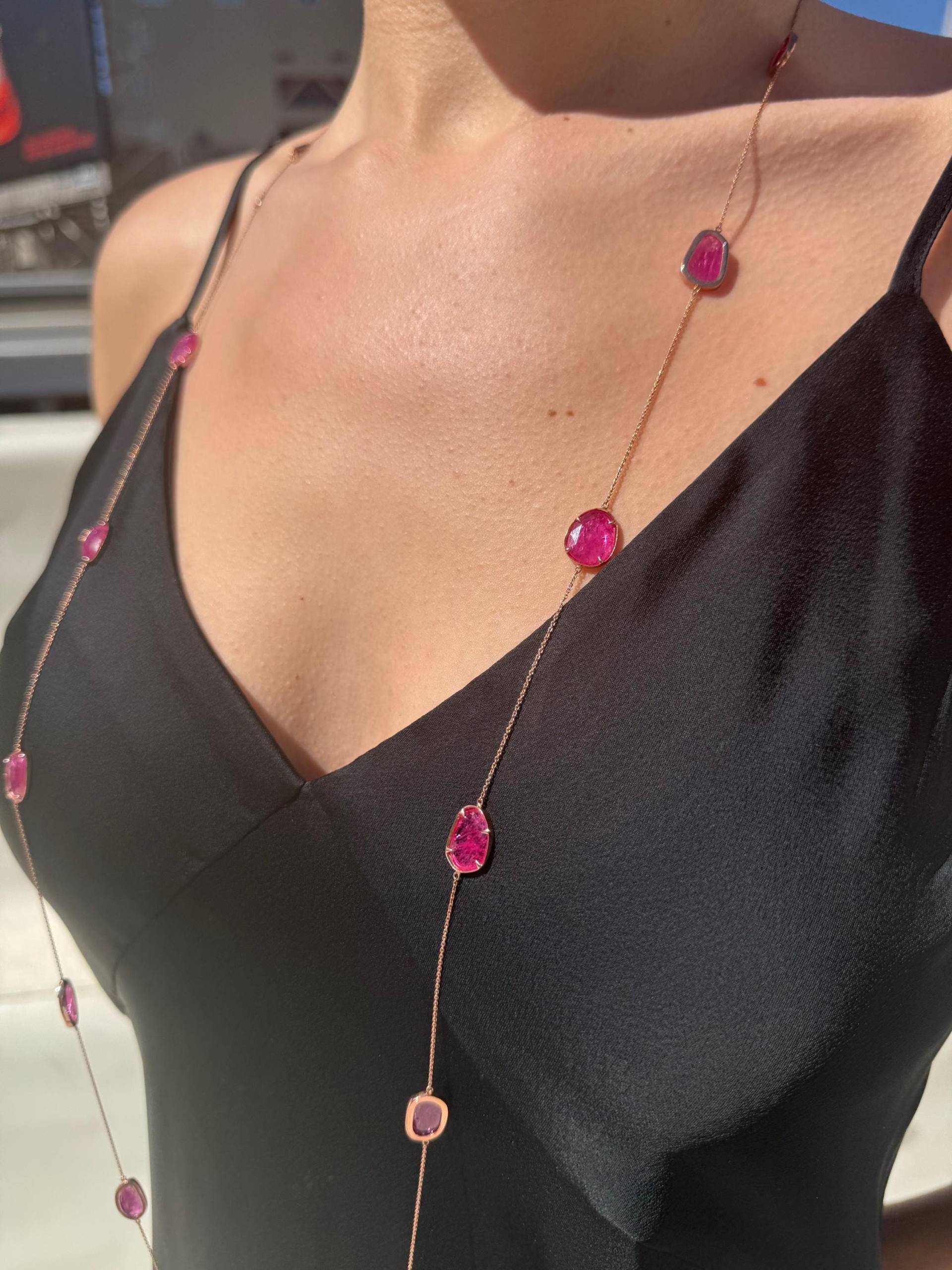 Lange Rose Gold Rubin Halskette Lange Rose Gold Rubin Halskette von luxurySFjewelry