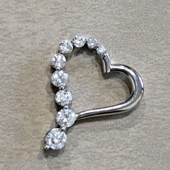 Nachlass Damen 14K Massiv Weißgold Offenes Herz Diamant Anhänger Nur Nachlass Damen 14K Massiv Weißgold Offenes Herz Diamant Anhänger Nur von luxurySFjewelry