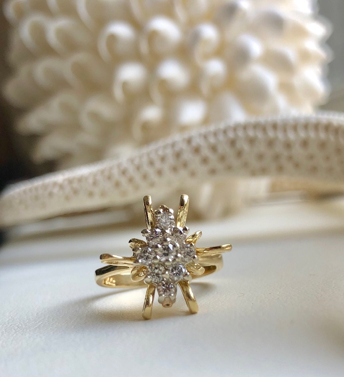 Vintage Multi Runder Diamantring in 585Er Gelbgold Gefasst Vintage Multi Runder Diamantring in 585Er Gelbgold Gefasst von luxurySFjewelry