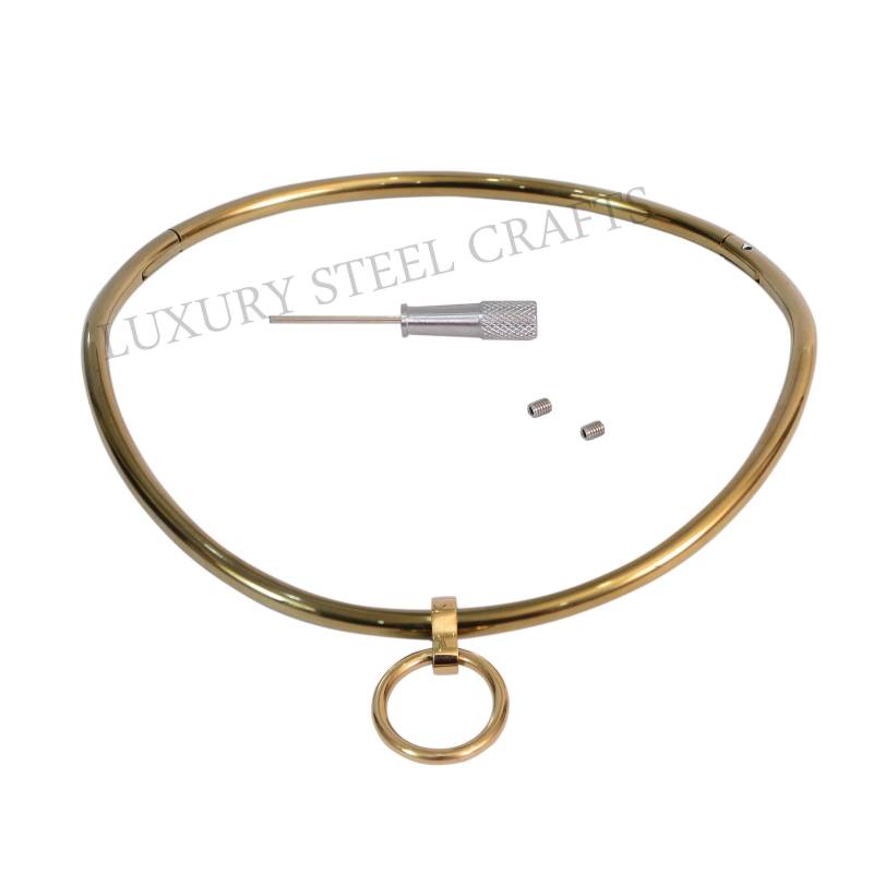 6 Mm Rose Gold Verriegelung Edelstahlhalsband Mit Abnehmbaren Ring von luxurySteelCrafts