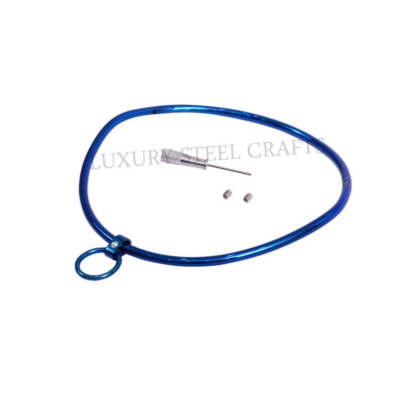 6 Mm Gebogenes Stahlblaues Halsband Mit Passendem Abnehmbaren Ring in Strassversion - Mehrere Größen Von Luxury Steel Crafts Erhältlich von luxurySteelCrafts