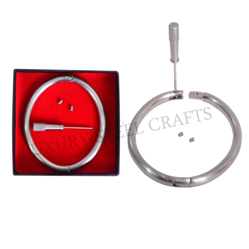 Luxus Edelstahl Handgelenksmanschetten 6mm Satin Ellipse von luxurySteelCrafts