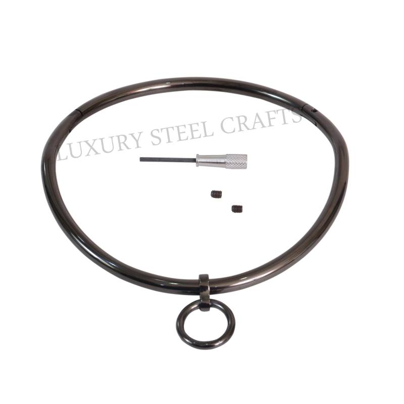 Schwarzes Titan Beschichtetes Edelstahl Eternity Halsband - 8 Mm Breite von luxurySteelCrafts