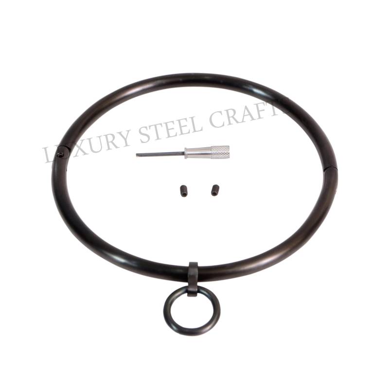 8 Mm Gewalzte Stahl Matt Schwarz Kragen Mit Passenden Abnehmbaren Ring 24/7 Tragen - Mehrere Größen Erhältlich von luxurySteelCrafts