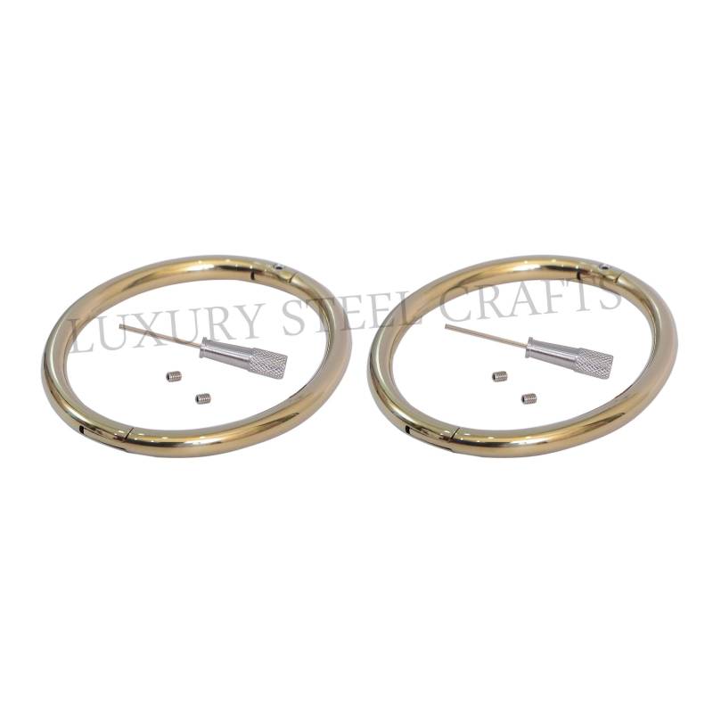 Ellipse 6 Mm Titan Gold Beschichtet Über Stahl Locking Armband Paar - Manschetten Von Luxury Steel Crafts von luxurySteelCrafts