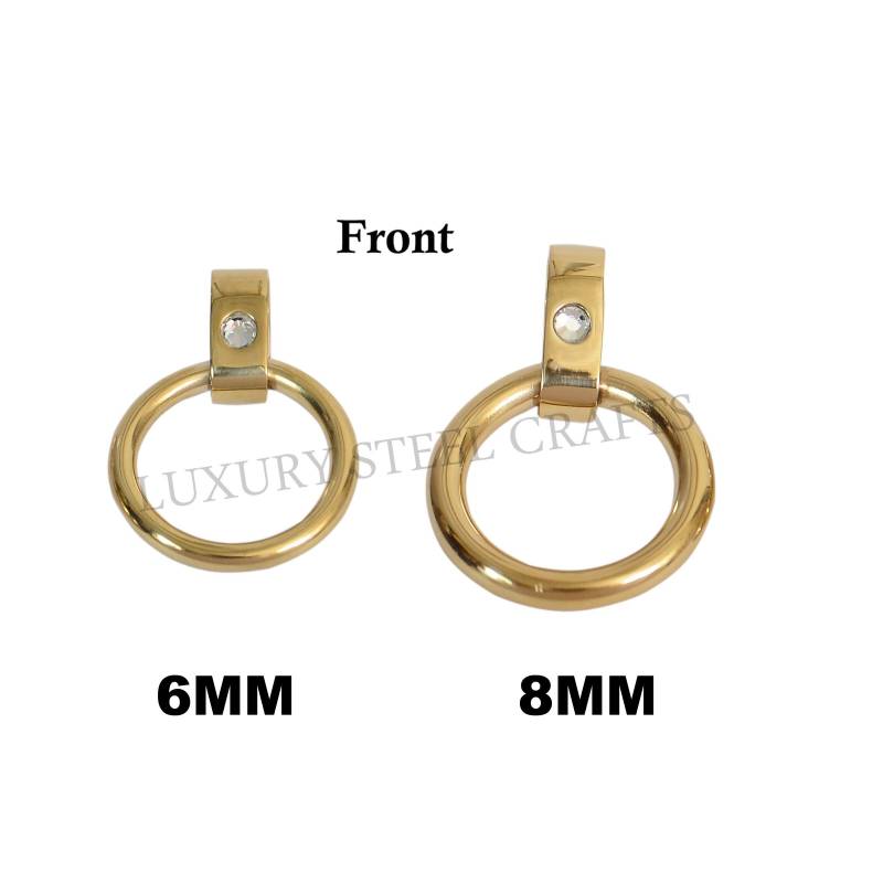 Gold Strass Version Extra Abnehmbare Ringe Für 6 & 8 Mm Rolled Steel Halsbänder - Luxus Stahl Handwerk von luxurySteelCrafts