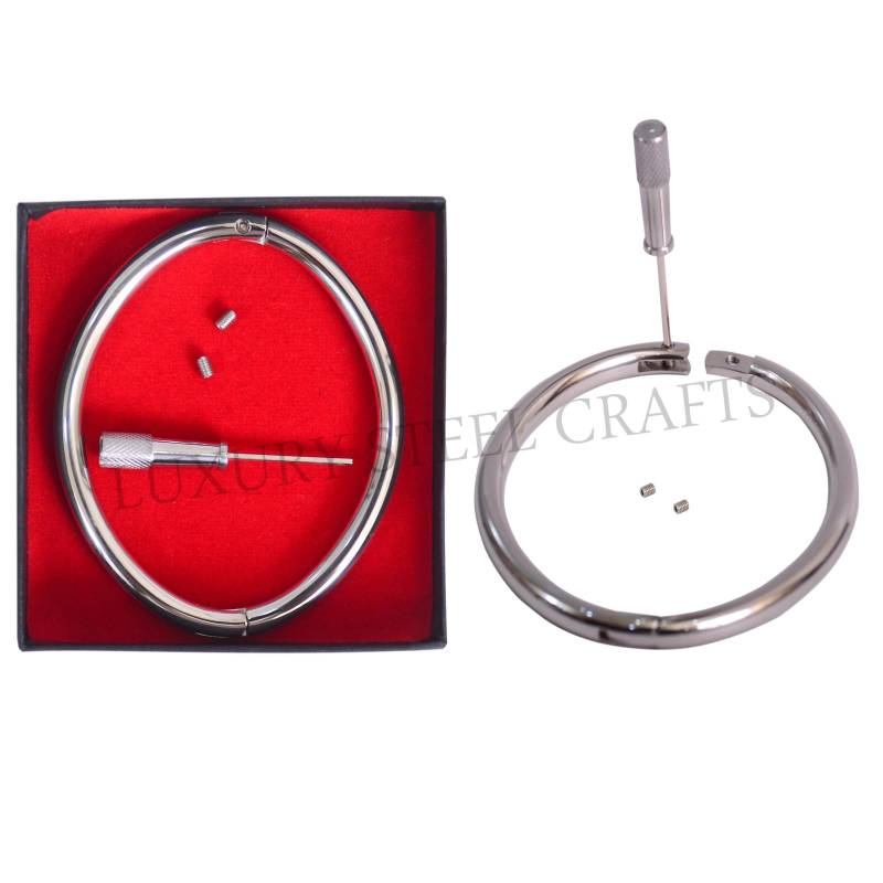 Luxus Edelstahl Handgelenk Manschetten 6 Mm Polierte Ellipse von luxurySteelCrafts