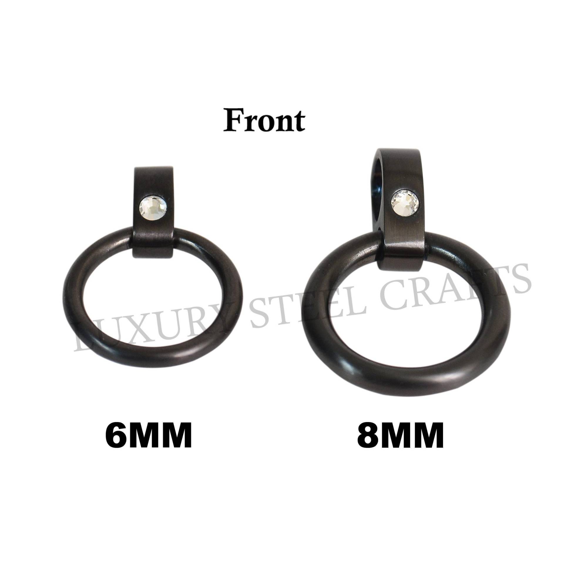 Matt Schwarz Strass Stahl Kragen Ringe - 6 & 8 Mm von luxurySteelCrafts