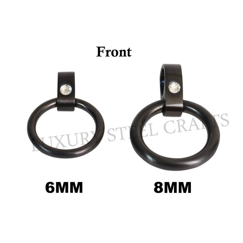 Matt Schwarz Strass Stahl Kragen Ringe - 6 & 8 Mm von luxurySteelCrafts