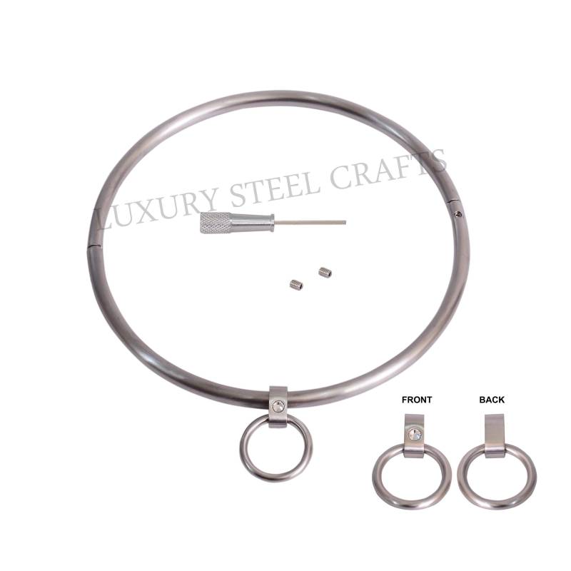 Petite Locking 6 Mm Edelstahl Satin Eternity Collar Strass Akzent, Abnehmbarer Ring von luxurySteelCrafts