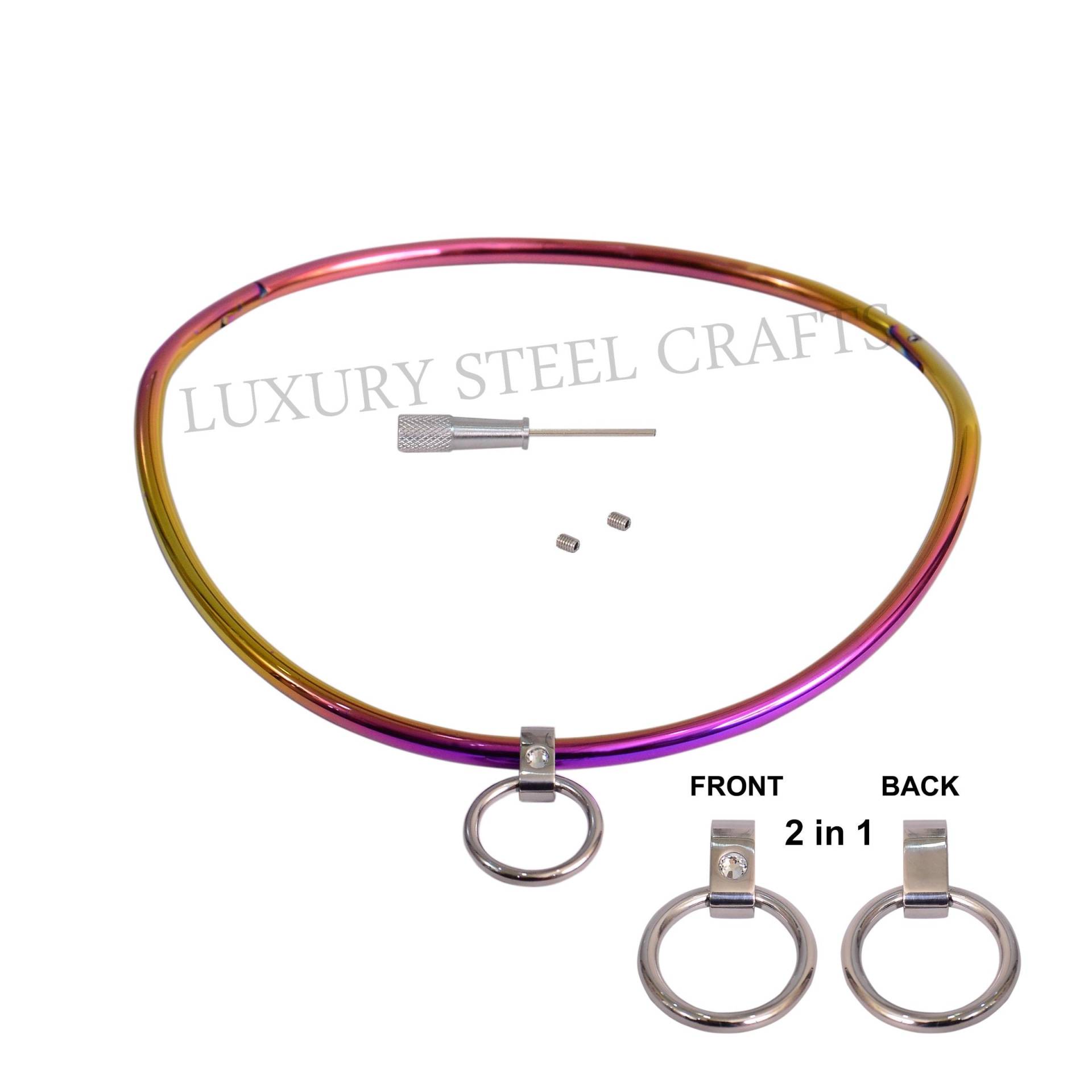 Regenbogen Strass Eternity Halsband Verschluß Edelstahl Tageshalsband 6 Mm von luxurySteelCrafts