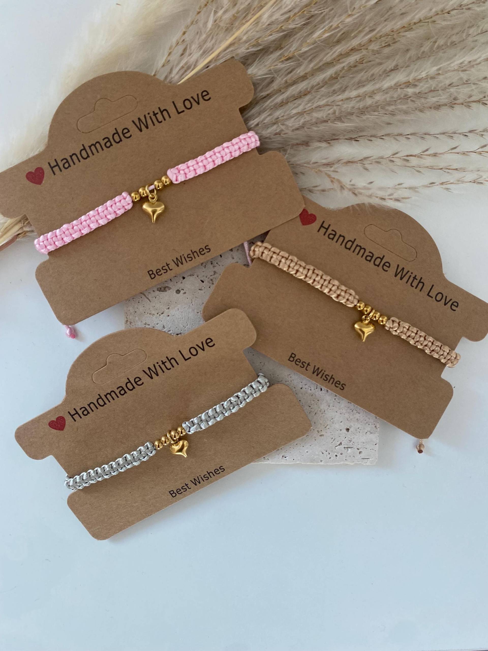 Makramee Armband Damen - Edelstahl Perlen, Herzanhänger Verstellbar Geschenk Schmuck Makramee Armband Damen - Edelstahl Perlen, Herzanhänger Verstellbar Geschenk Schmuck von luzjewellerystore