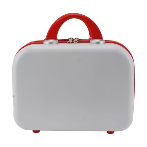Generisches 14in Kosmetikbox Koffer Design großer Kapazität tragbarer Griff ABS kleine Make -up -Tasche für Frauen Mädchen Reisen (Weiß Rot) von lvifloae