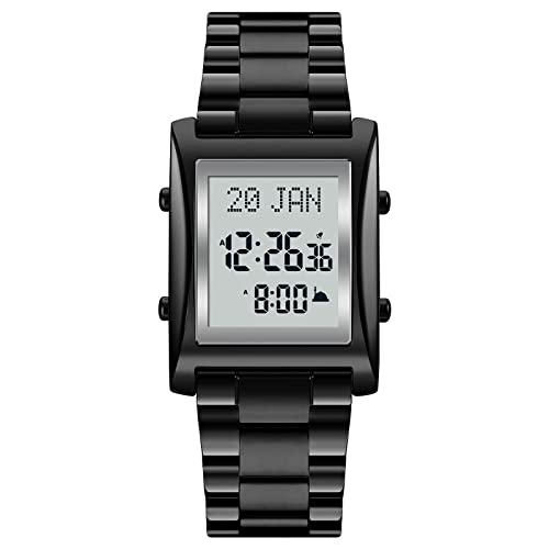lvifloae 1815 Muslim Digital Uhr für Gebets Qibla Compass Hijri Kalender Koran Lesezeichen City Auswahlfunktion Datum Week Alarm Backlight 30m Männer Azan (Braun) von lvifloae