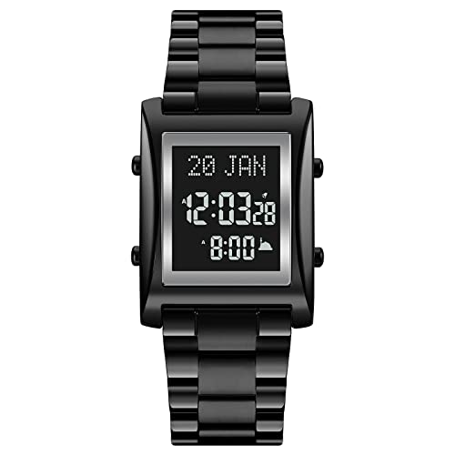 lvifloae 1815 Muslim Digital Uhr für Gebets Qibla Compass Hijri Kalender Koran Lesezeichen City Auswahlfunktion Datum Week Alarm Backlight 30m Männer Azan (Schwarz) von lvifloae