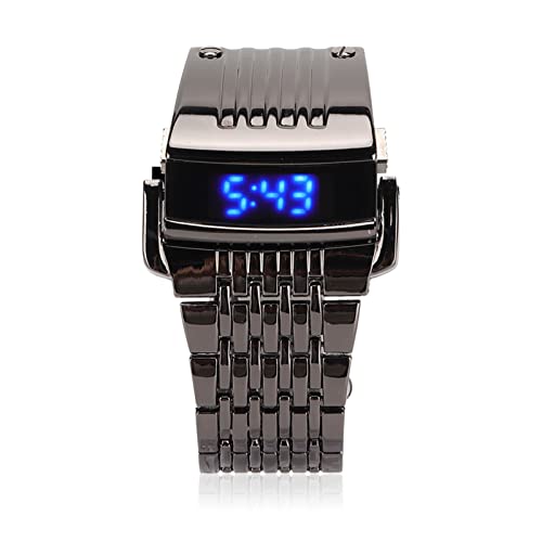 lvifloae Alloy Watch LED Digitale Display Schnellveröffentlichung Plate Fody Men Watch Edelstahl für tägliche geschäftliche Anlässe Silberblau Lichter geeignet (LED schwarzblaues Licht) von lvifloae