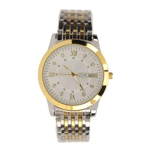 lvifloae Businessuhren, Watch for Men Quarz Day Date wasserdichte lässige luxuriöse luminöse Modekleider Uhr mit Legierung Watchband für Business Silber Blau (Gold weiß) von lvifloae