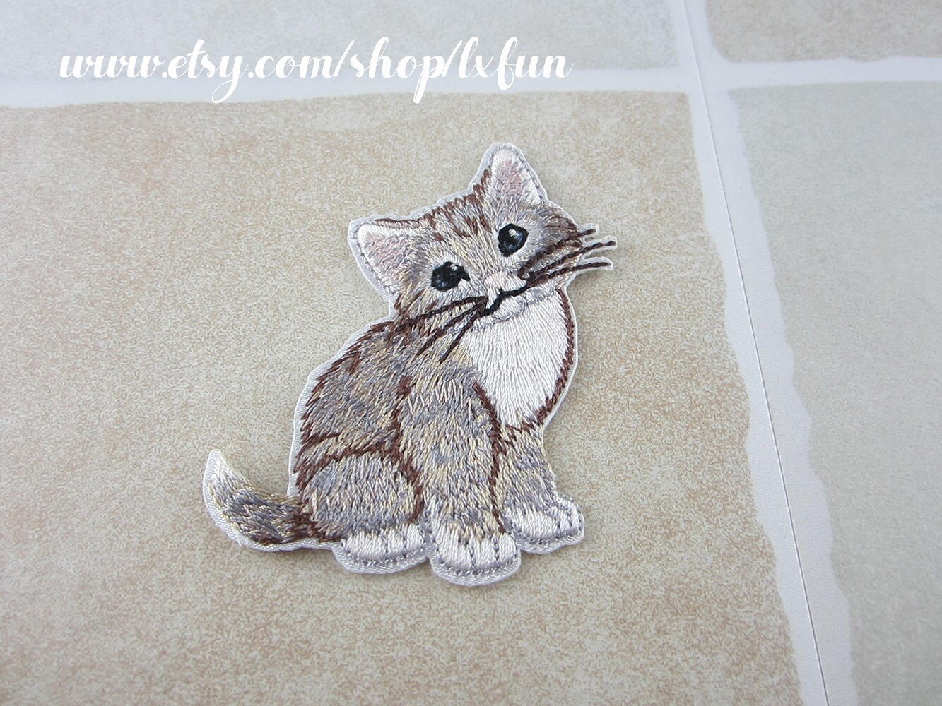 Bestickte Katze Patch Eisen/Annähen von lxfun