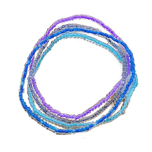 lxuebaix 4 Stück leuchtende Perlen-Fußkettchen, handgefertigte Fußkettchen, mehrfarbige Saatperlen, Stretch-Knöchelarmband für Frauen, Fußkette, Schmuck, Fußkettchen, 1# von lxuebaix