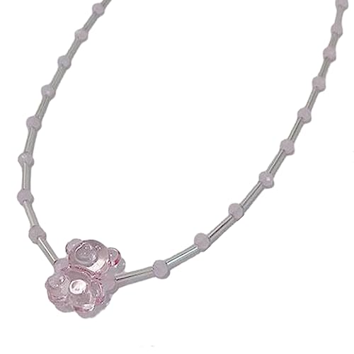 lxuebaix Bären-Anhänger-Halsketten, Acrylmaterial, Perlen, Halsband, Dopamin-Ästhetik, Schlüsselbeinkette, perfektes Geschenk für Mädchen und Teenager von lxuebaix