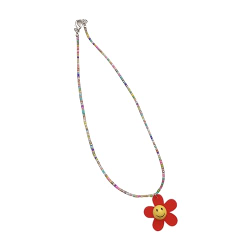 lxuebaix Blumen-Perlen-Halskette, modische Anhänger-Halskette, exquisite Schlüsselbeinkette, trendiger Halsschmuck für Damen und Mädchen von lxuebaix