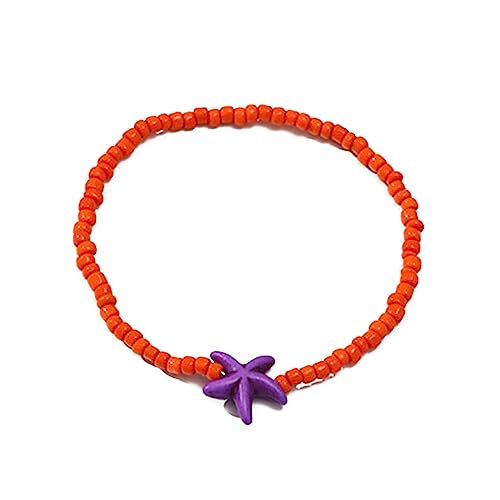 lxuebaix Böhmische Rocailles-Armbänder für Frauen und Mädchen, Freundschaftsarmband, Schmuck, buntes Seestern-Charm-Armband, handgefertigtes Armband, Orange von lxuebaix