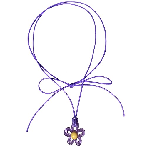 lxuebaix Bunte Harz-Blumen-Anhänger-Halskette für Frauen, einzigartiger Pflaumenblüten-Halsband, Jubiläumsschmuck, Blumen-Schlüsselbeinkette von lxuebaix