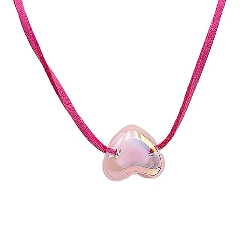 lxuebaix Bunte Herz-Anhänger-Halskette, Charm-Halsschmuck, Herz-Anhänger-Choker, Acrylmaterial für Modebegeisterte von lxuebaix