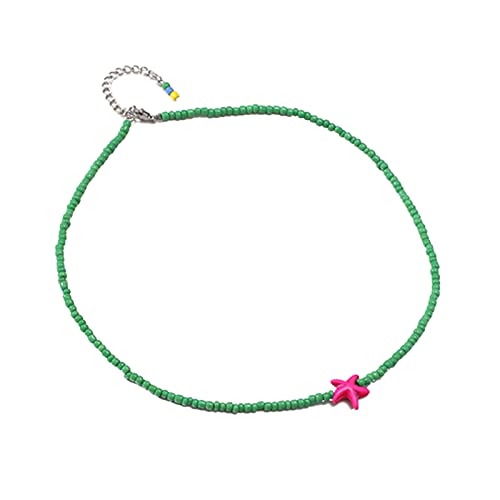 lxuebaix Egirl Jewelry Coole bunte Perlen-Anhänger-Halskette DIY Fashion Starfish Charm Choker-Halskette für Frauen Punk-Accessoire-Halskette Grün von lxuebaix