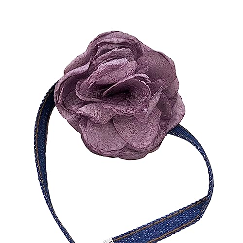 lxuebaix Einfache große Rose, ästhetische Halskette, modische einfache Schlüsselbeinkette für Frauen und Mädchen, Hochzeitsschmuck, Party, Geburtstagsgeschenk, Halskette, Lila von lxuebaix