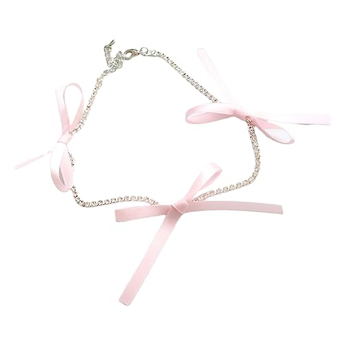 lxuebaix Elegantes Halsband mit Schleife, Halskette, Stoffmaterial, süße kurze Kette, perfekt für Partys und besondere Anlässe von lxuebaix