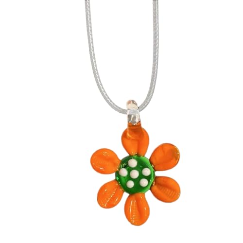 lxuebaix Glasblumen-Anhänger-Halskette, Schmuck, zierliche Blumen-Charm-Schlüsselbeinkette, minimalistische Chocker-Halskette für Frauen und Mädchen von lxuebaix