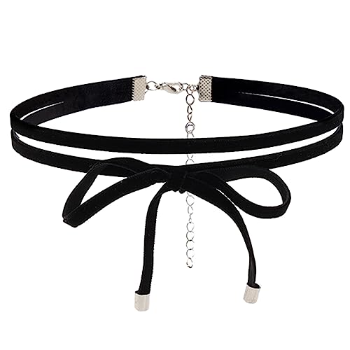 lxuebaix Gothic-Bowknot-Choker-Halskette für Frauen und Mädchen, elegante Halskette, Temperament-Nackenband, Schmuck, Schlüsselbeinkette, Geschenk von lxuebaix