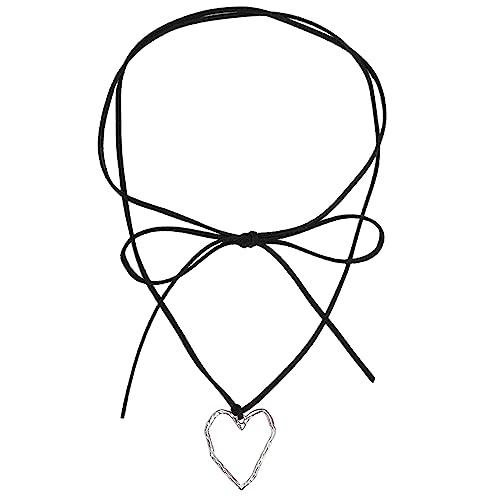 lxuebaix Gothic-Halskette mit Herz-Anhänger für Damen und Mädchen, elegante Halskette, Temperament, Halsband, Schmuck, Schlüsselbeinkette, Geschenk von lxuebaix