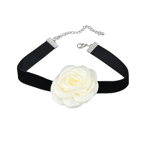 lxuebaix Große Blumen-Halskette, Stoffgeflecht-Halskette, zarte Halskette, Damen-Trend-Schmuck, Vintage-Halskette von lxuebaix