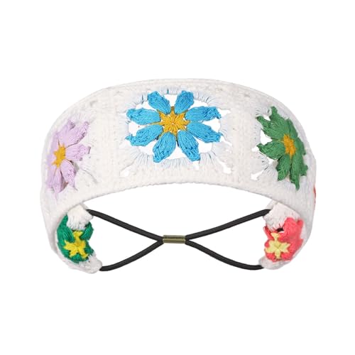 lxuebaix Häkelblumen-Turban, süßer Mädchen-elastischer Haarschal, ausgehöhltes Stirnband für Damen, modisches Foto-Haar-Accessoire von lxuebaix
