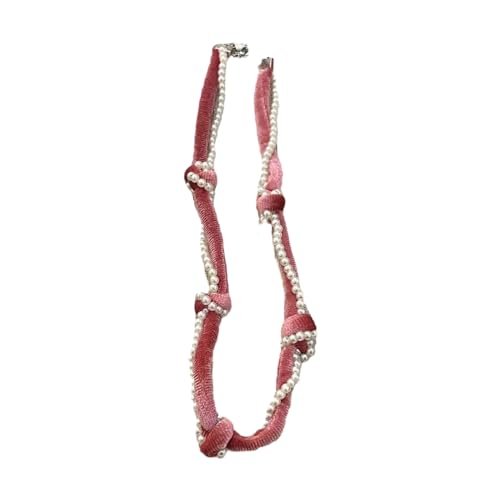 lxuebaix Halskette im Vintage-Stil, einzigartige Charm-Halskette, Perlen-Halskette, Hochzeit, Halsschmuck, elegante Stoff-Halskette für Damen und Mädchen von lxuebaix