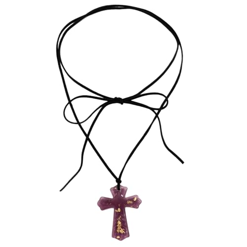 lxuebaix Halskette mit Vintage-Kreuz-Anhänger, Retro-Langkette, verstellbare Länge, perfektes Geschenk für Modeliebhaber von lxuebaix