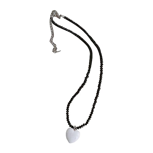 lxuebaix Halsketten mit Herzanhänger, Perlenmaterial, Perlenhalsband, süßer Charme, Ästhetik, Schlüsselbeinkette, perfektes Geschenk für Mädchen und Teenager von lxuebaix